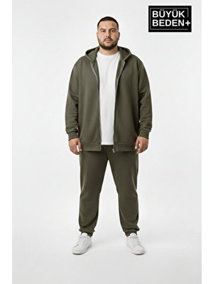 Superlife Erkek Büyük Beden Fermuarlı Kapüşonlu Ince Sweatshirt Hırka - Rahat Kalıp SPR26BHR960