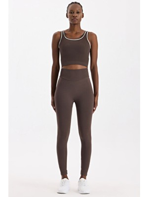 Oval Kemer Tasarımlı Toparlayıcı Tayt Kakao Dansı