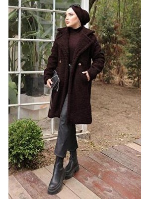 Fleto Cepli Peluş Mont Kahverengi HM2506