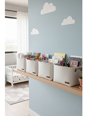 PH Prendi Home 4`lü Orta Boy Dolap Içi Çamaşır Çocuk Odası Oyuncak Düzenleyici Katlanır Saklama Sepeti