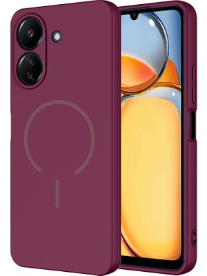 Kılıfolog Redmi 13C Kılıf M-Safe Şarj Özellikli Zore Meta Kapak - Mürdüm