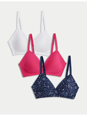 Marks & Spencer 3'lü Destekli Pamuklu T-Shirt Sütyeni Seti
