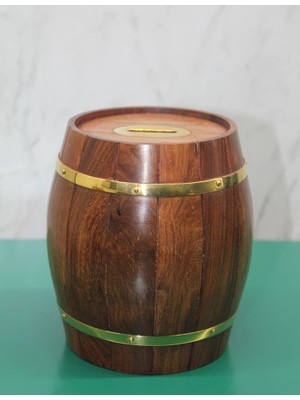 Pirinç Ahşap Fıçı Kumbara 1996 CHN-T775