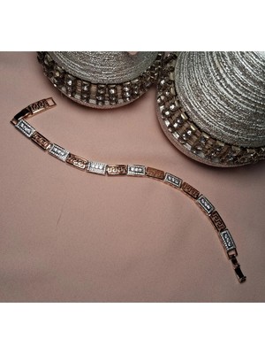 Twinroots Zirkon Taşlı Kararmaz Xuping Çelik Gold / Gümüş Bileklik