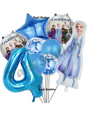 Parti Station Karlar Ülkesi Frozen Konsept 4 Yaş Doğum Günü Balon Set Frozen Elsa Temalı Balon Set