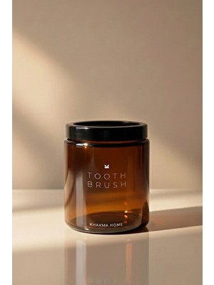 Khakma Amber Cam Tooth Brush Kavanozu – Diş Fırçalık - Şık Banyo Düzenleyici, Modern Tasarım - 250 ml