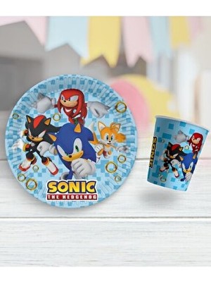 Bkmc 8 Li Mavi Renk Sonic Boom Temalı Tabak Bardak Seti Eğlenceli Doğum Günü Parti Malzemeleri