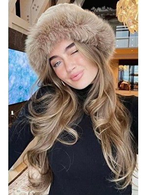 Keisy Kalın Peluş Kalpak Premium Kadın Şapka (Kahverengi)