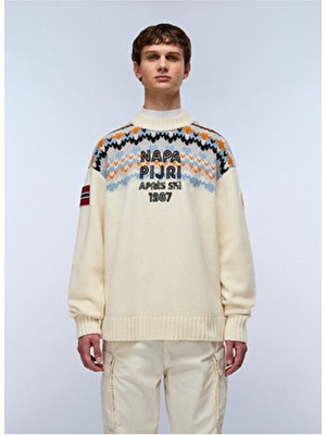 Napapijri NP0A88YZN1J1-D-FIAMES C Bej Yuvarlak Yaka Standart Fit Erkek Sweatshirt
