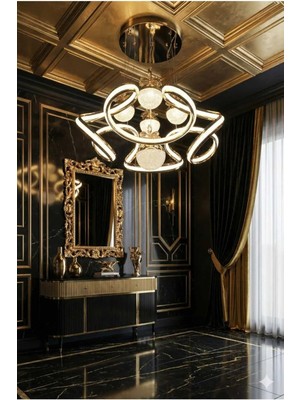 Bohem Aydınlatma 4'lü Gold Helezyon Çift Taraflı Model 3 Renk LED Modern Avize