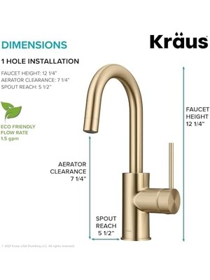 Oletto Tek Saplı Mutfak Bar Musluğu Quickdock Üst Montaj Montaj Montajı Spot Içermez Antika Şampanya Bronz, KPF-2600SFACB