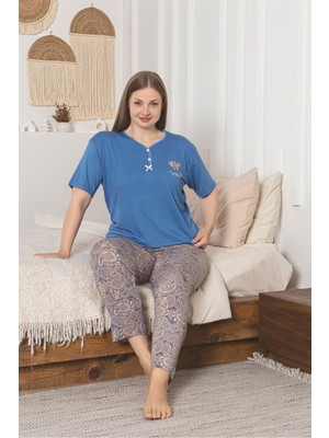 Asel Büyük Beden Likralı Penye Pijama Takımı