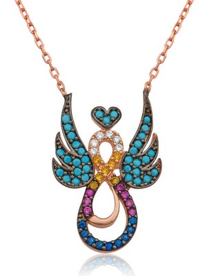 Erseyy 925 Ayar Gümüş Kanatlı Sonsuz Aşk Kadın Gümüş Kolye