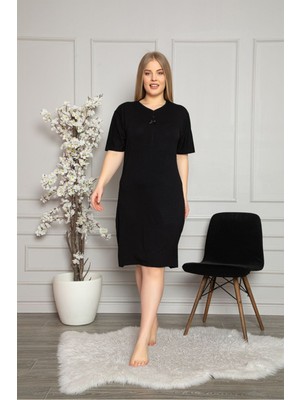 Asel Büyük Beden Likralı Penye Gecelik