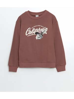 Lc Waikiki Yeni Sezon Bisiklet Yaka California Baskılı Kız Çocuk Sweatshirt