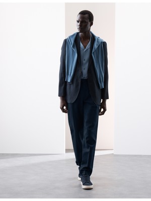 Marks & Spencer Keten Karışımlı Tek Pileli Smart Pantolon