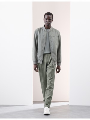 Marks & Spencer Keten Karışımlı Tek Pileli Smart Pantolon