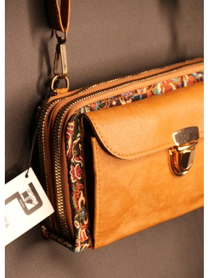 Pujiva Etnik Tarz Kilim Desenli, Çok Cebli, Fermuarlı, Askılı, Renkli, Kartlık, Telefonluk Cüzdan