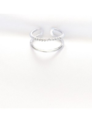 2li Görünümlü Su Yolu Tasarımlı Silver Renk Ayarlanabilir Yüzük EB-53-VICE/(1395) 2646