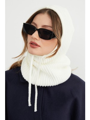 FullaModa Basic Bağcıklı Triko Balaklava Bere