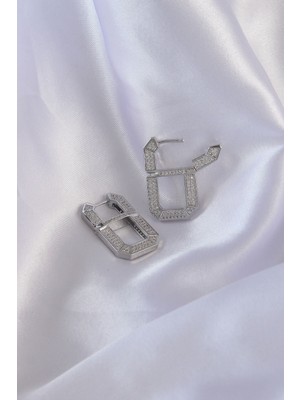 Vip Seri Pirinç Gümüş Renk Zirkon Taşlı Serenay Küpesi EB-53-VICE/(1395) 2868