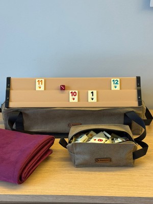 Mady Aksesuar Okey Takım Çantası Kahverengi, Oyun Masası Örtüsü, Plastik Okey Takımı Seti