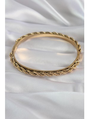 316L Çelik Gold Renk Burgu Zincir Model Kadın Kelepçe EB-53-VICE/(1395) 2475