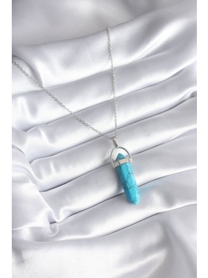 316L Çelik Gümüş Renk Mavi Taşlı Model Kadın Kolye EB-53-VICE/(1395) 2418