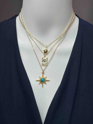 Uno Di Famiglia 3 ' Lü Charm Kolye Seti , Yıldızlı Kolye , Göz Figürlü Kolye , Kutup Yıldızı Figürlü Kolye