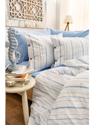 Marcalanya Doğal Ipliği Boyalı Çift Kişilik Pamuklu Nevresim Takımı Kutulu Duvet Cover Set (Lastikli Çarşaf)