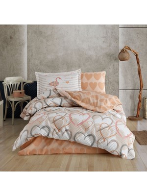 SHC4200 Tek Kişilik Poplin Nevresim Takımı Kahve