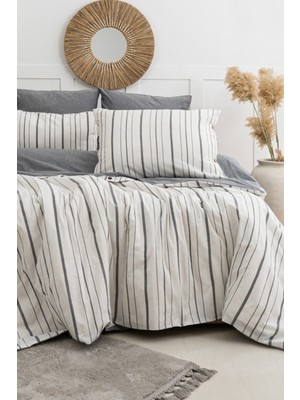Marcalanya Doğal Ipliği Boyalı Çift Kişilik Pamuklu Nevresim Takımı Kutulu Duvet Cover Set (Lastikli Çarşaf)