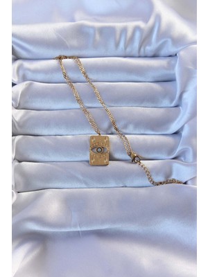 316L Altın Renk Işlemeli Nazarlı Vintage Kolye EB-53-VICE/(1395) 3329