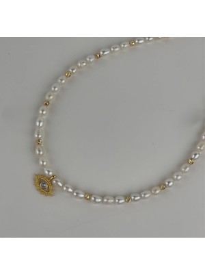 Taşmir Sertifikalı Gerçek Arpa Inci Kolye Göz Charm