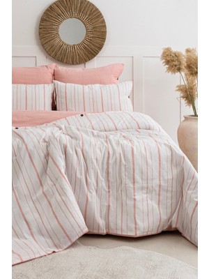 Marcalanya Doğal Ipliği Boyalı Çift Kişilik Pamuklu Nevresim Takımı Kutulu Duvet Cover Set (Lastikli Çarşaf)