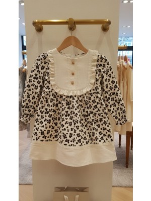 Kidzes Kız Çocuk Papatya Desenli Fisto Yakalı Müslin Elbise