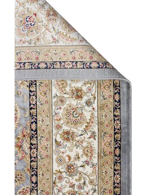 Akbel Halı Isfahan ISF 03 Gri Krem - Viskon Klasik Desenli Yüksek Kalite Sık Dokuma Makine Halsı