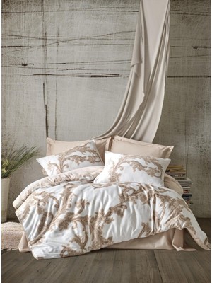 SHC4200 Bej Çift Kişilik Saten Nevresim Takımı