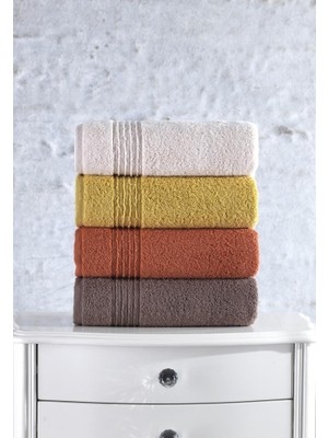 SHC4200 Plump 50X90 4'lü Havlu Seti Mercan Sarı Kahve Bej