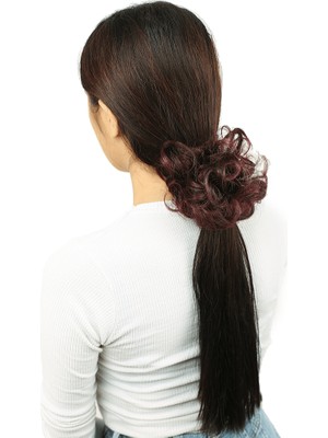 SHC4200 Saçlı Lastikli Topuz Toka / Koyu Kızıl