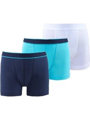 Blackspade Erkek Çocuk Boxer 3'lü Paket 9395 - Lacivert Aqua Beyaz