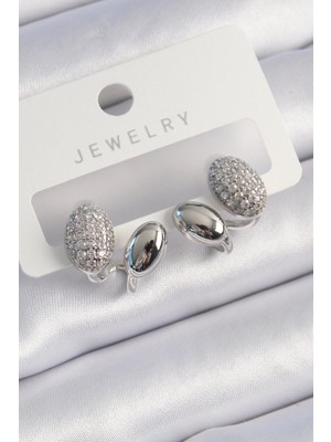 Pirinç Gümüş Renk Zirkon Taşlı Kadın Küpe EB-53-VICE/(1395) 3374