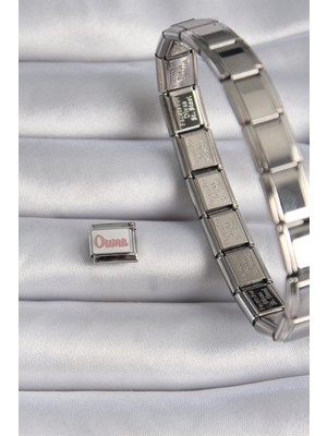 316L Çelik Gümüş Renk Beyaz Pembe Ouma Işlemeli Nomination Charm EB-53-VICE/(1395) 3470