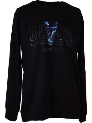Trender Black Baskı Modal Octavian Siyah Erkek Sweatshirt 26YG08000056