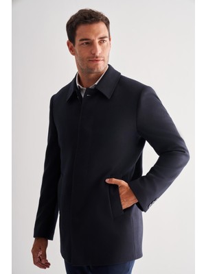 İmza Lacivert Kaşe Bebe Yaka Kapitoneli Astar Comfort Fit Rahat Kesim Klasik Kaban 1008245261