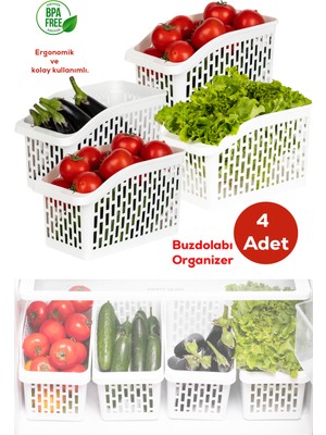 Porsima Org-24 4 Lü Çok Amaçlı Plastik Dolap Içi Düzenleyici Saklama Kutusu Organizer Sepet