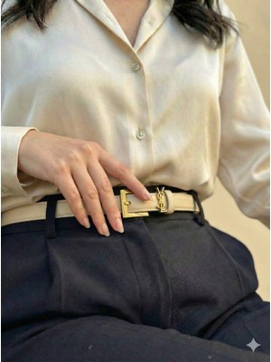 Fiori Bombeli Yazılı Tokalı Köprülü Kadın Kemer, Pantolon Kemeri, Ceket Kemeri, Elbise Kemeri, Gömlek Kemeri