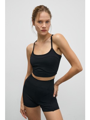 Urban Beat Grovıx Kadın Yumuşak ve Esnek Dokulu Sırtı Halter Göğüs Pedli Askılı Siyah Spor Sütyeni