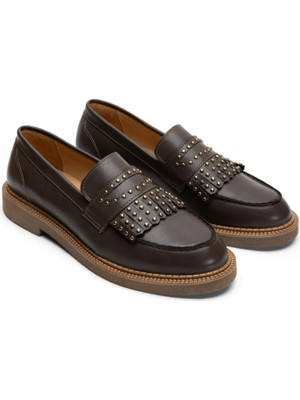 Emienza Iris Vegan Deri Bant ve Trok Detaylı Bayan Loafer