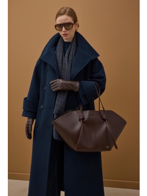 HE-QA Funnel Neck Uzun Kaban Lacivert